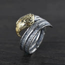 Feather of the Norse Hawk Veðrfölnir  925 Sterling Silver Ring