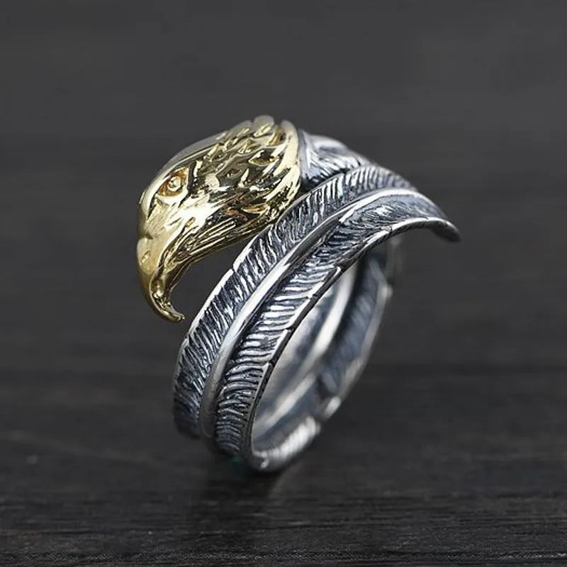 Feather of the Norse Hawk Veðrfölnir  925 Sterling Silver Ring
