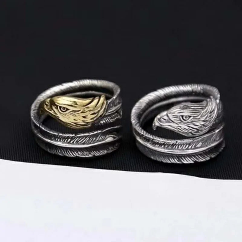 Feather of the Norse Hawk Veðrfölnir  925 Sterling Silver Ring
