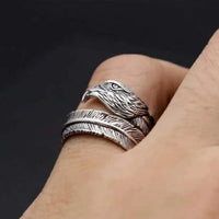 Feather of the Norse Hawk Veðrfölnir  925 Sterling Silver Ring