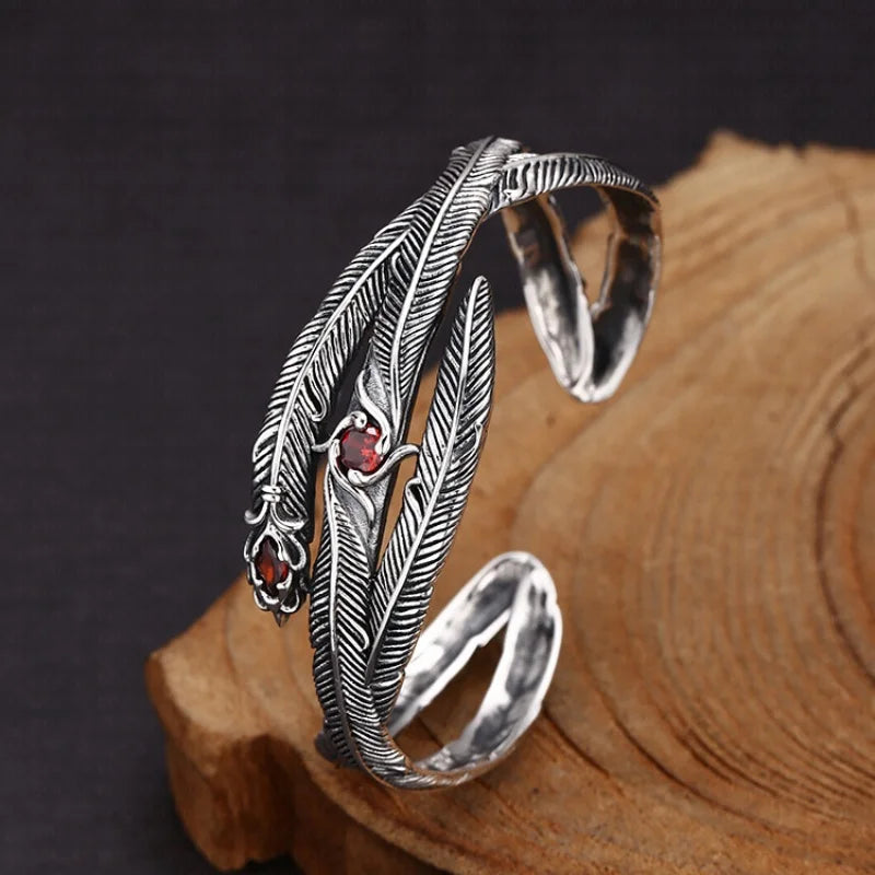Feathers of Freyja’s Falcon 925 Sterling Silver Bracelet