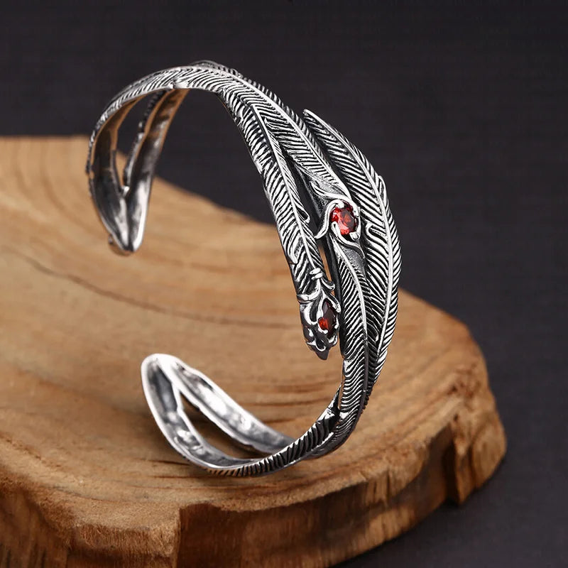 Feathers of Freyja’s Falcon 925 Sterling Silver Bracelet