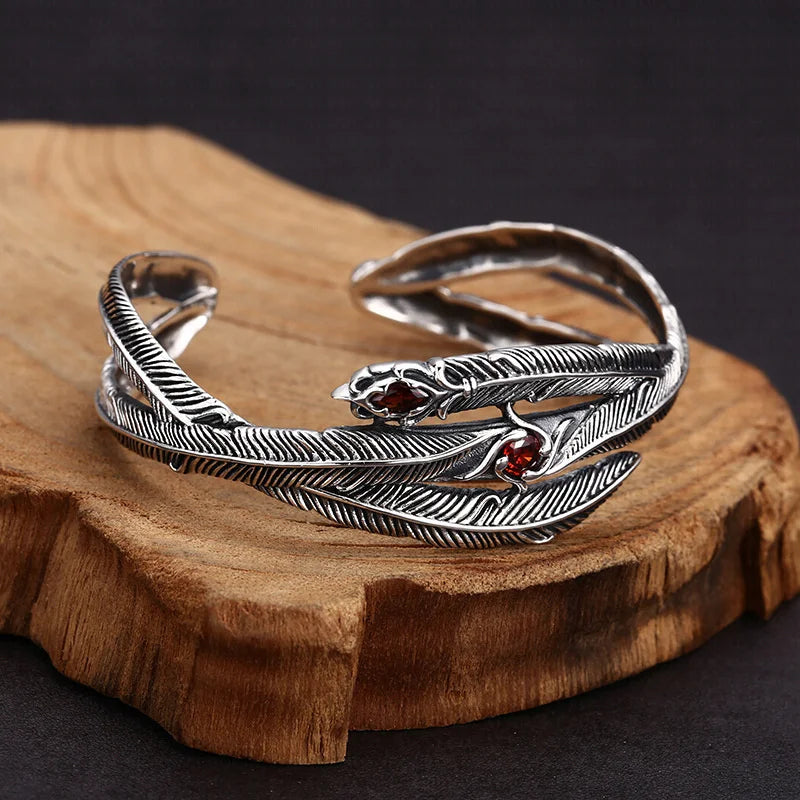 Feathers of Freyja’s Falcon 925 Sterling Silver Bracelet