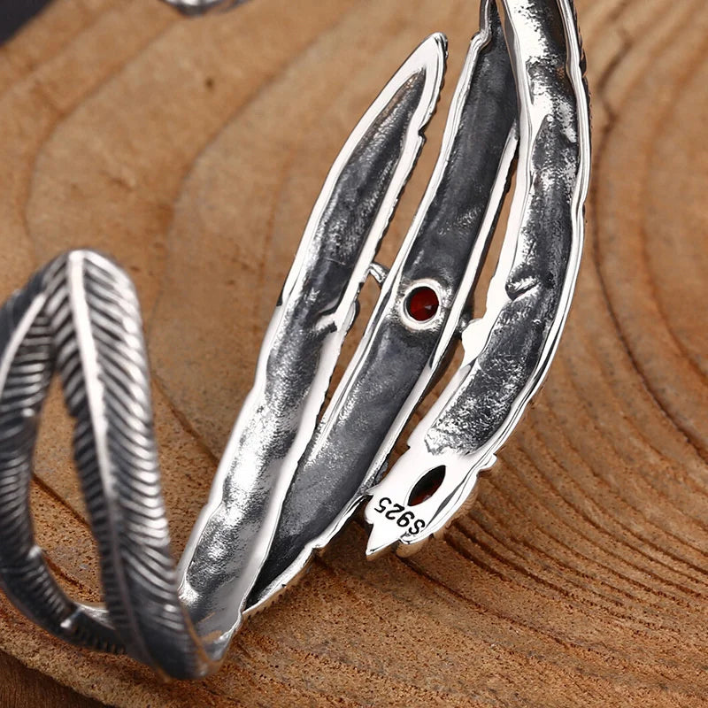 Feathers of Freyja’s Falcon 925 Sterling Silver Bracelet