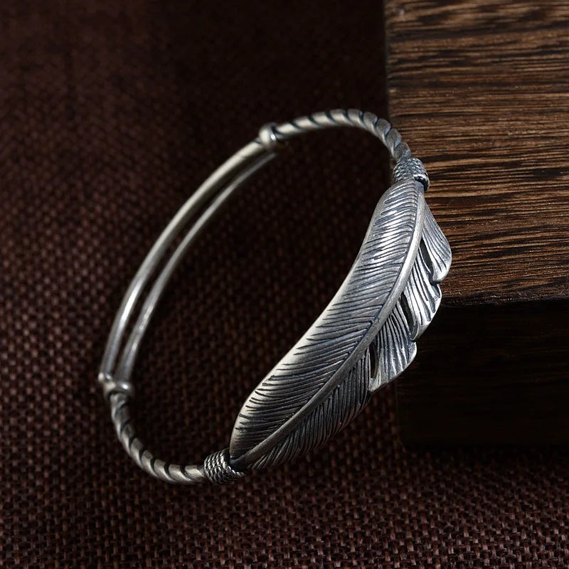 Feathers of Freyja’s Falcon 990 Silver Bracelet