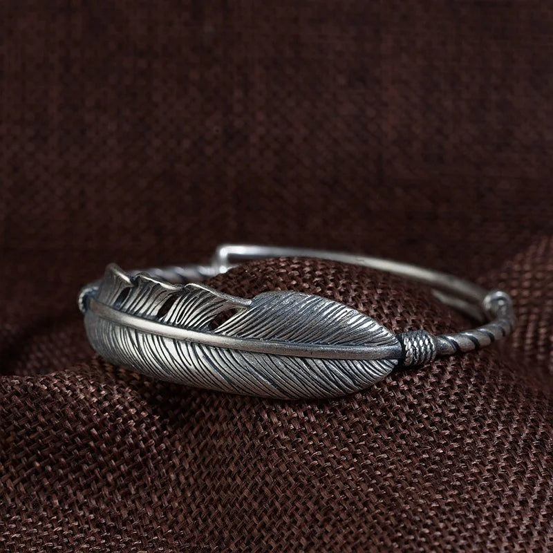 Feathers of Freyja’s Falcon 990 Silver Bracelet