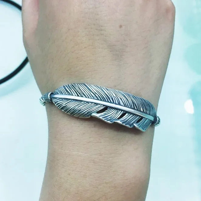 Feathers of Freyja’s Falcon 990 Silver Bracelet