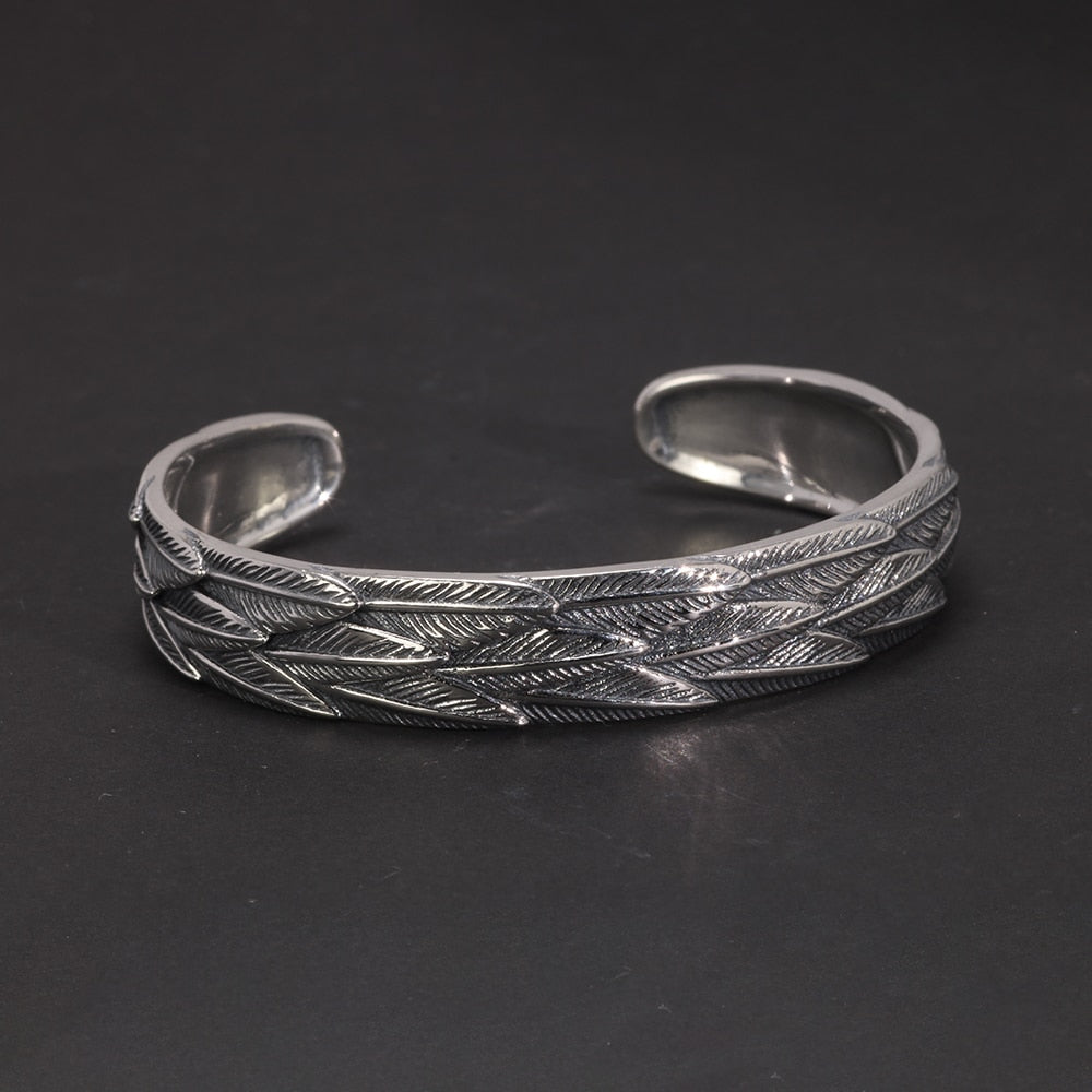 Feathers of Freyja’s Falcon 990 Silver Bracelet