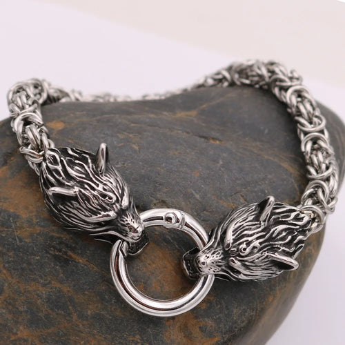 Fenrir Wolf Steel Chain  Bracelet