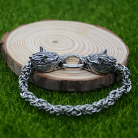 Fenrir Wolf Steel Chain  Bracelet