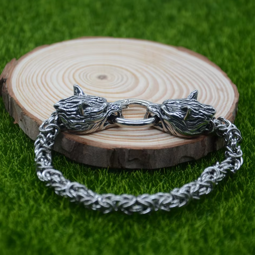 Fenrir Wolf Steel Chain  Bracelet