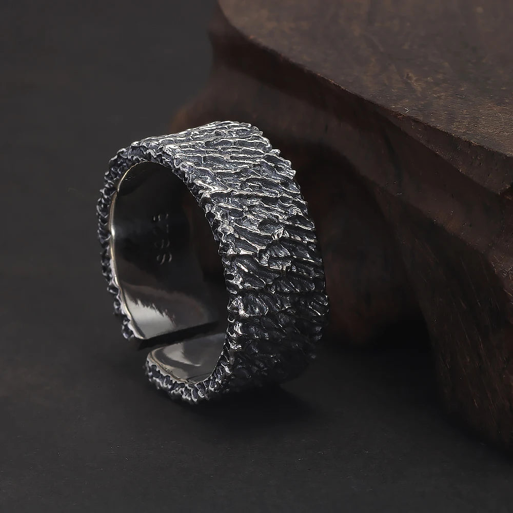 Fire and Ice of Ginnungagap Adjustable Ring in 925 Sterling Silver