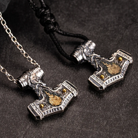 Flaming Mjolnir Necklace in 925 Sterling Silver