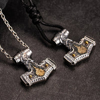 Flaming Mjolnir Necklace in 925 Sterling Silver