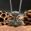 Flaming Mjolnir Necklace in 925 Sterling Silver