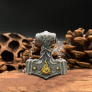 Flaming Mjolnir Necklace in 925 Sterling Silver