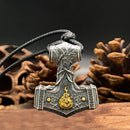 Flaming Mjolnir Necklace in 925 Sterling Silver
