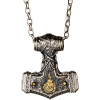 Flaming Mjolnir Necklace in 925 Sterling Silver