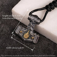 Flaming Mjolnir Necklace in 925 Sterling Silver