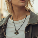 Flaming Mjolnir Necklace in 925 Sterling Silver