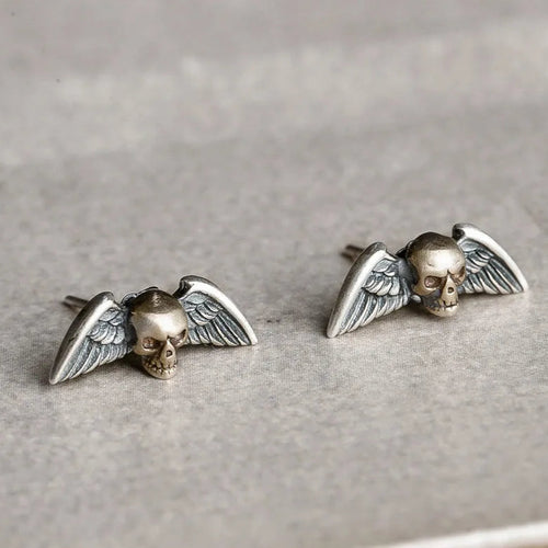 Flying Skulls of Hel 925 Sterling Silver Earrings