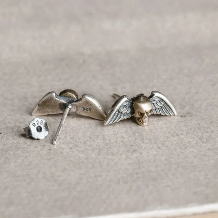 Flying Skulls of Hel 925 Sterling Silver Earrings