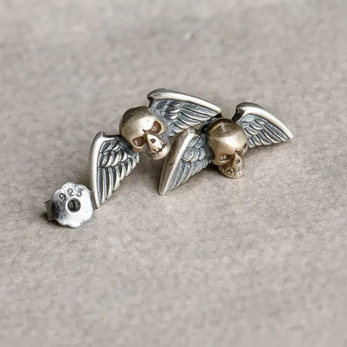 Flying Skulls of Hel 925 Sterling Silver Earrings