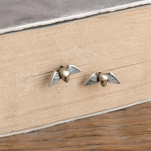 Flying Skulls of Hel 925 Sterling Silver Earrings