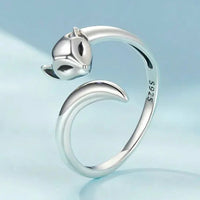 Fox Fylgja the Norse Guardian Spirit 925 Sterling Silver Adjustable Ring