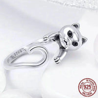 Freya's Cat Adjustable Ring in 925 Silver