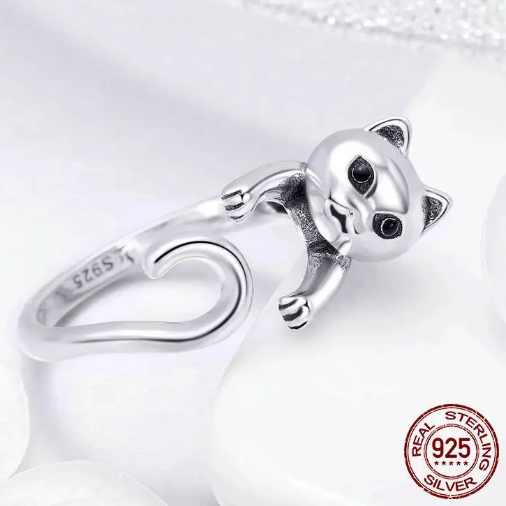 Freya's Cat Adjustable Ring in 925 Silver