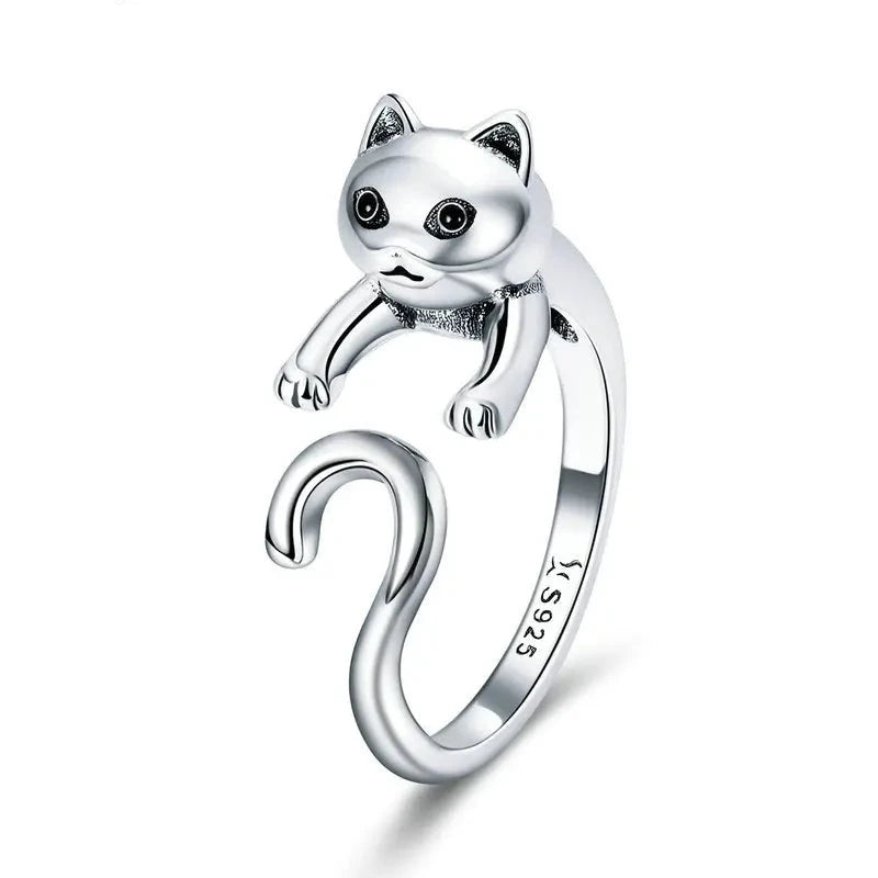 Freya's Cat Adjustable Ring in 925 Silver