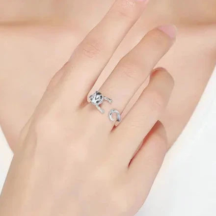 Freya's Cat Adjustable Ring in 925 Silver