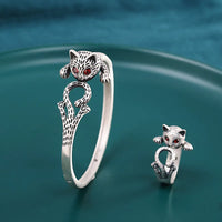 Freya's Cat Ring and Bracelet in Fine 990 Silver