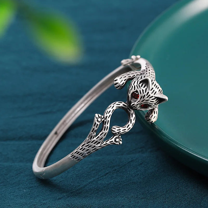 Freya's Cat Ring and Bracelet in Fine 990 Silver