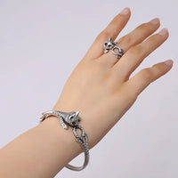 Freya's Cat Ring and Bracelet in Fine 990 Silver