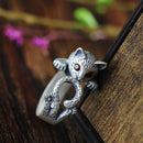 Freya's Cat Ring and Bracelet in Fine 990 Silver