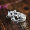 Freya's Cat Ring and Bracelet in Fine 990 Silver