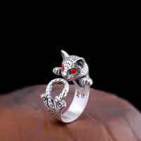 Freya's Cat Ring and Bracelet in Fine 990 Silver