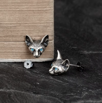 Freyja Sphynx Cat 925 Sterling Silver Stud Earrings