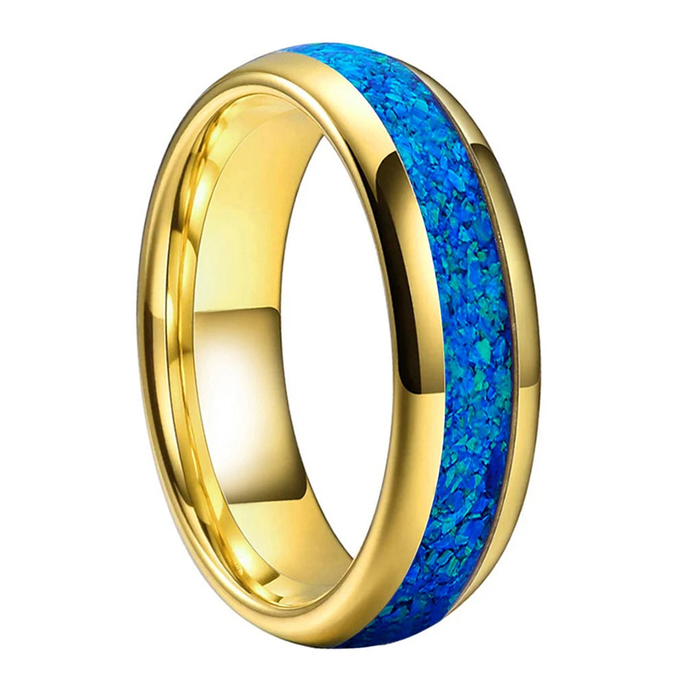 Ginnungagap Fire and Ice Tungsten Carbide Ring with Opal Stone