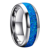 Ginnungagap Fire and Ice Tungsten Carbide Ring with Opal Stone