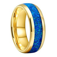 Ginnungagap Fire and Ice Tungsten Carbide Ring with Opal Stone