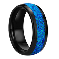 Ginnungagap Fire and Ice Tungsten Carbide Ring with Opal Stone
