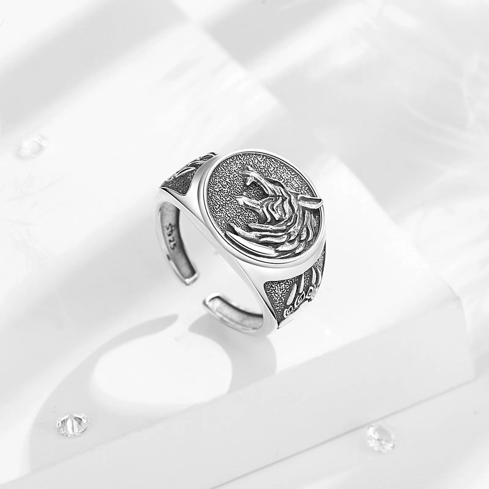 Great Wolf Fenrir 925 Sterling Silver Adjustable Ring