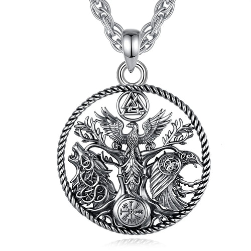 Guardians of Yggdrasil Necklace in Silver Plated Copper