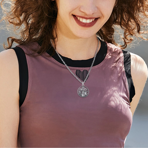 Guardians of Yggdrasil Necklace in Silver Plated Copper