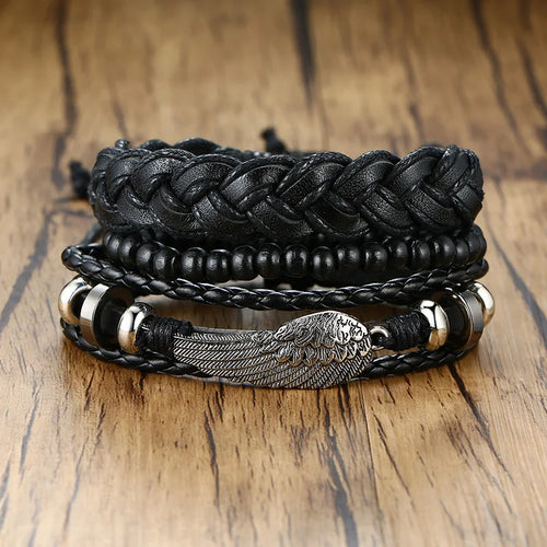 Yggdrasil Braided Wrap Leather Bracelet
