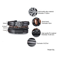 Yggdrasil Braided Wrap Leather Bracelet