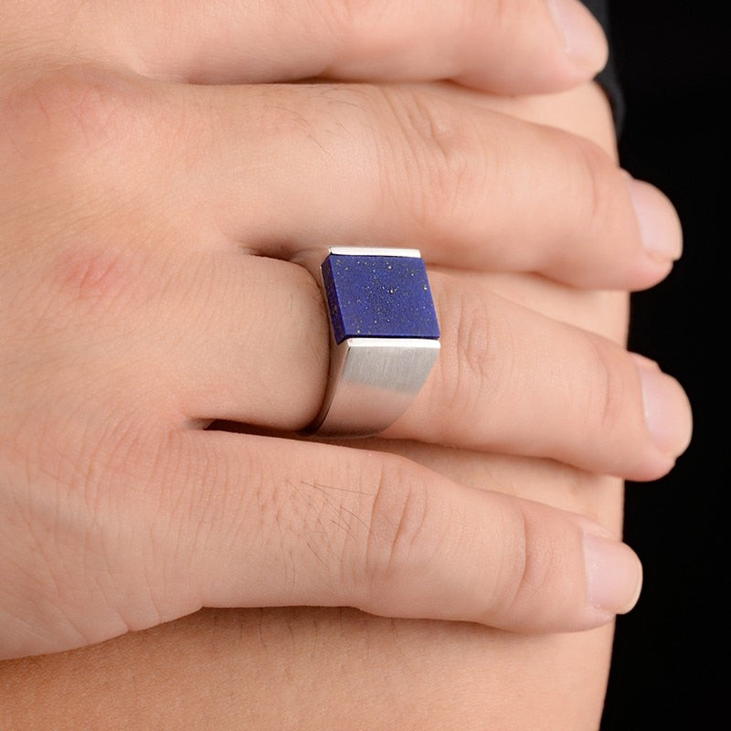 Treasure from Njord 925 Sterling Silver Ring With Natural Lapis Lazuli Stone